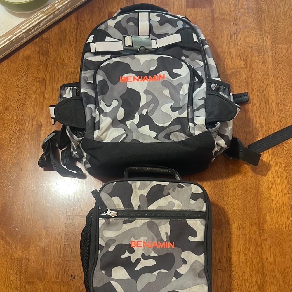 Pottery Barn Camo Backpack and Lunchbox (Benjamin)
